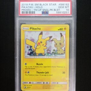 2019 POKEMON SM BLACK STAR PROMO #SM162 PIKACHU-HOLO PROMO-TM.UP SNGL.PK.BLST. (PSA 10) (PSA 10) – 59910251