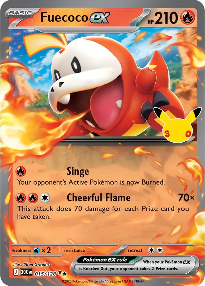 Fuecoco ex - 30th Celebration 015/128 (Double Rare)