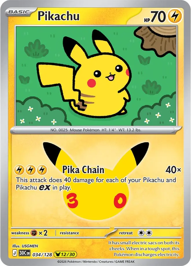 Pikachu - 30th Celebration 034/128 (Holo)