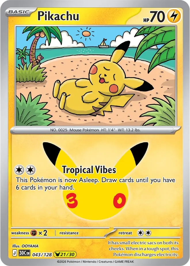 Pikachu - 30th Celebration 043/128 (Holo)