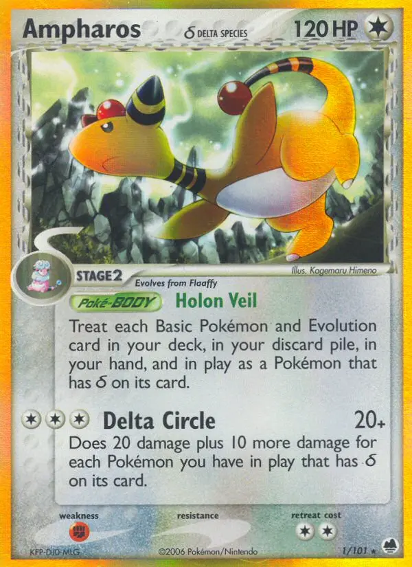 Ampharos δ - Dragon Frontiers 001/101 (Reverse Holo)