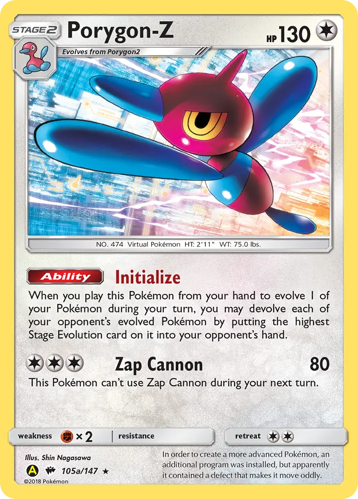 Porygon-Z - Burning Shadows 105a (Yellow A)
