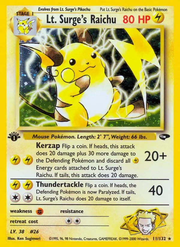 Lt. Surge's Raichu - Gym Challenge 011/132 (Holo)
