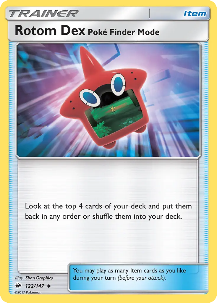 Rotom Dex Poké Finder Mode - Burning Shadows 122/147 (Reverse Holo)