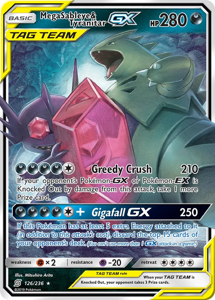 Mega Sableye & Tyranitar-GX - Unified Minds 126/236 (Rare Holo GX)