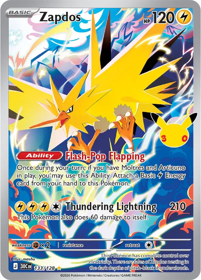 Zapdos - 30th Celebration 133/128 (Illustration Rare)