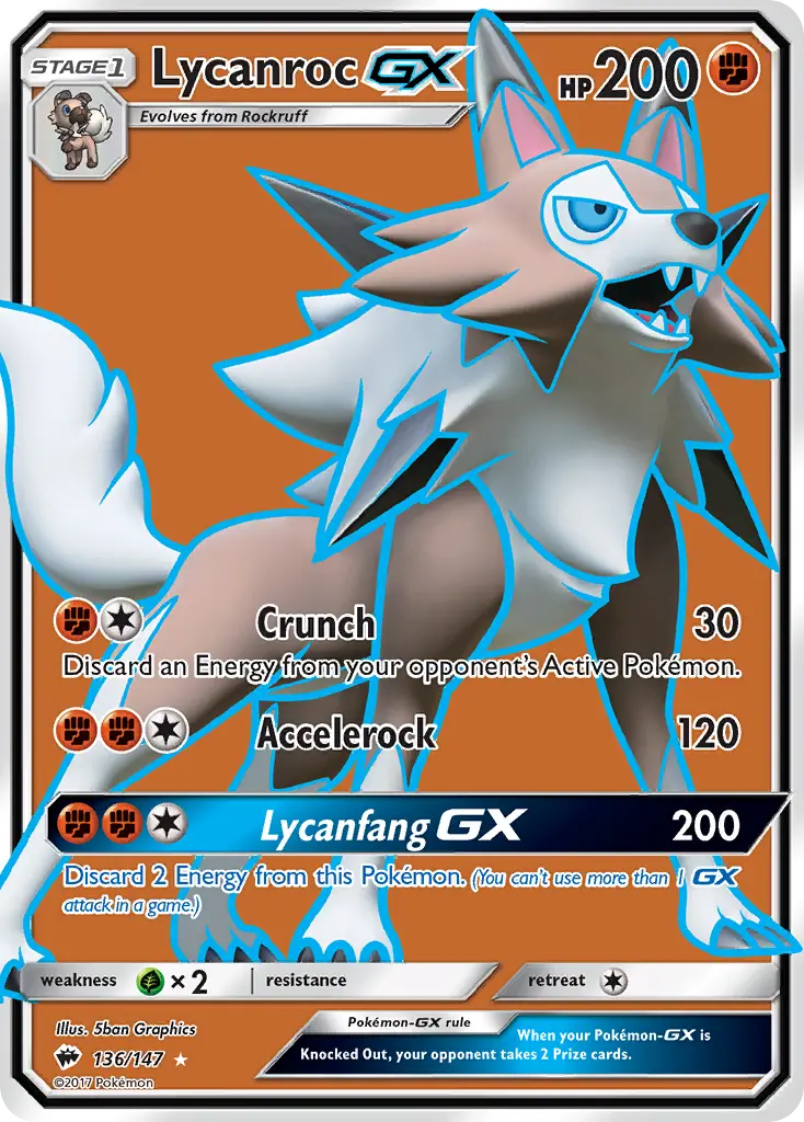 Lycanroc-GX - Burning Shadows 136/147 (Ultra Rare)