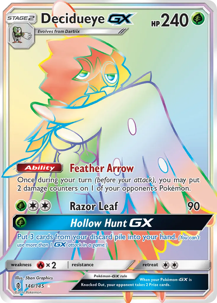 Decidueye-GX - Guardians Rising 146/145 (Rainbow Rare)