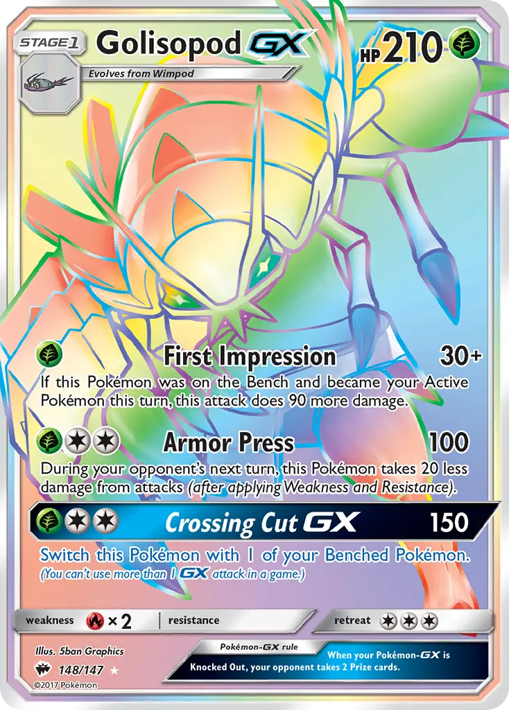 Golisopod-GX - Burning Shadows 148/147 (Rainbow Rare)
