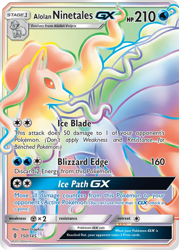Alolan Ninetales-GX - Guardians Rising 150/145 (Rainbow Rare)