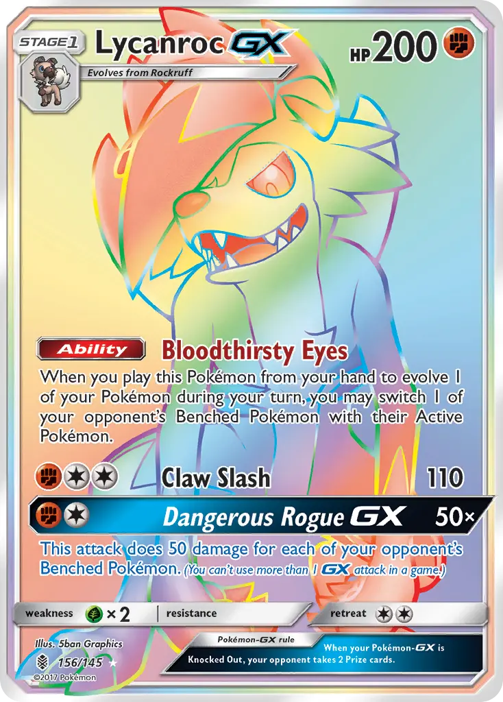 Lycanroc-GX - Guardians Rising 156/145 (Rainbow Rare)