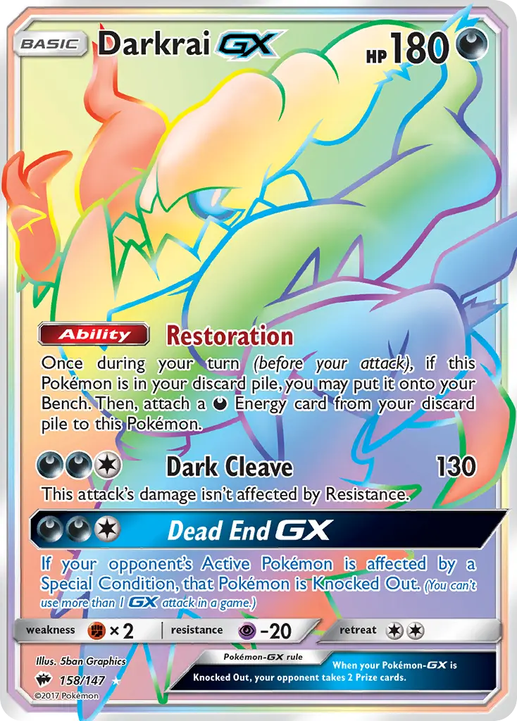 Darkrai-GX - Burning Shadows 158/147 (Rainbow Rare)