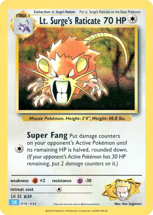 Lt. Surge's Raticate - Blastoise & Suicune ex 016/034 (Holo)