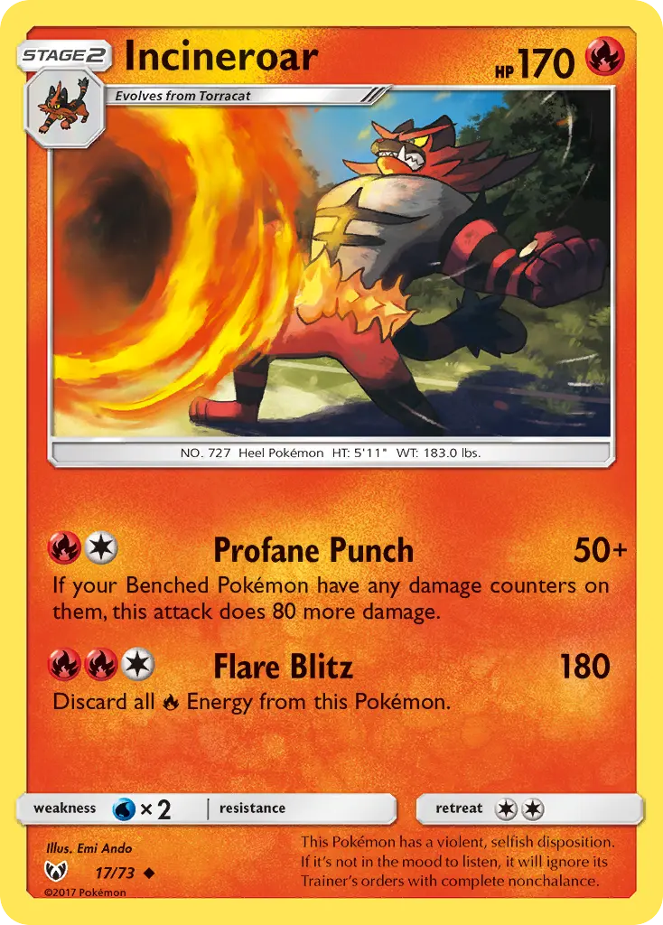Incineroar - Shining Legends 017/073 (Regular)