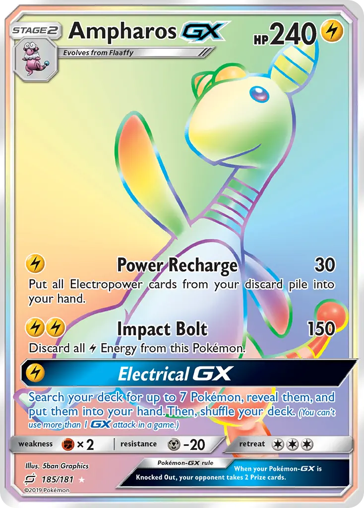 Ampharos-GX - Team Up 185/181 (Rainbow Rare)
