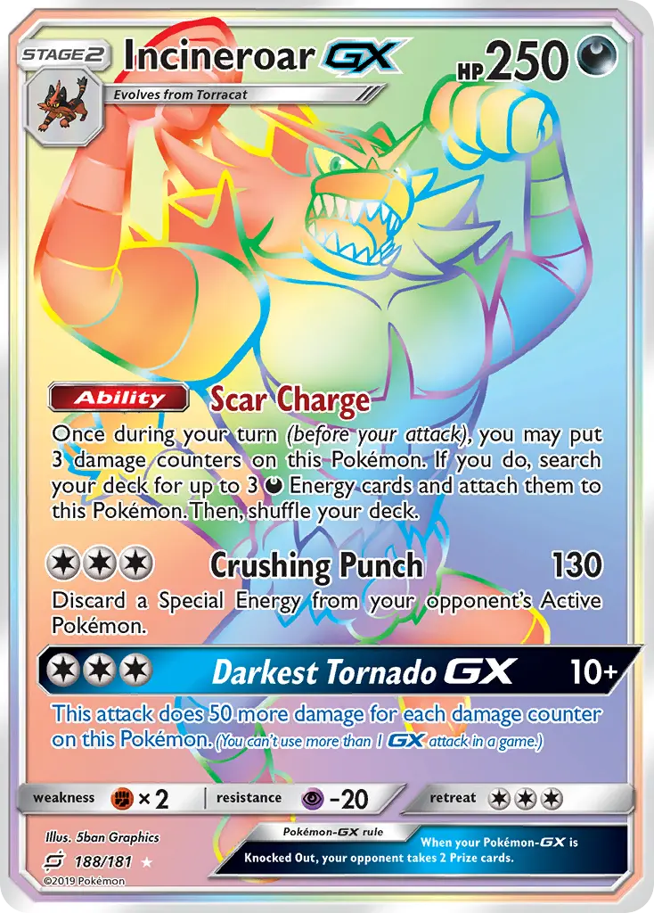 Incineroar-GX - Team Up 188/181 (Rainbow Rare)