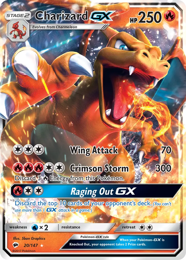 Charizard-GX - Burning Shadows 020/147 (Rare Holo GX)