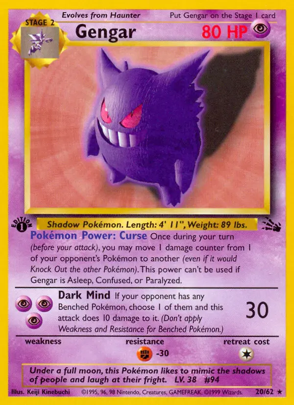 Gengar - Fossil 020/062 (1st Edition)