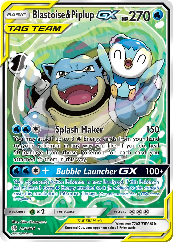 Blastoise & Piplup-GX - Cosmic Eclipse 215/236 (Ultra Rare)