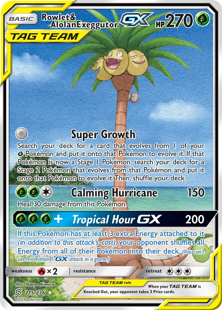 Rowlet & Alolan Exeggutor-GX - Unified Minds 215/236 (Ultra Rare)