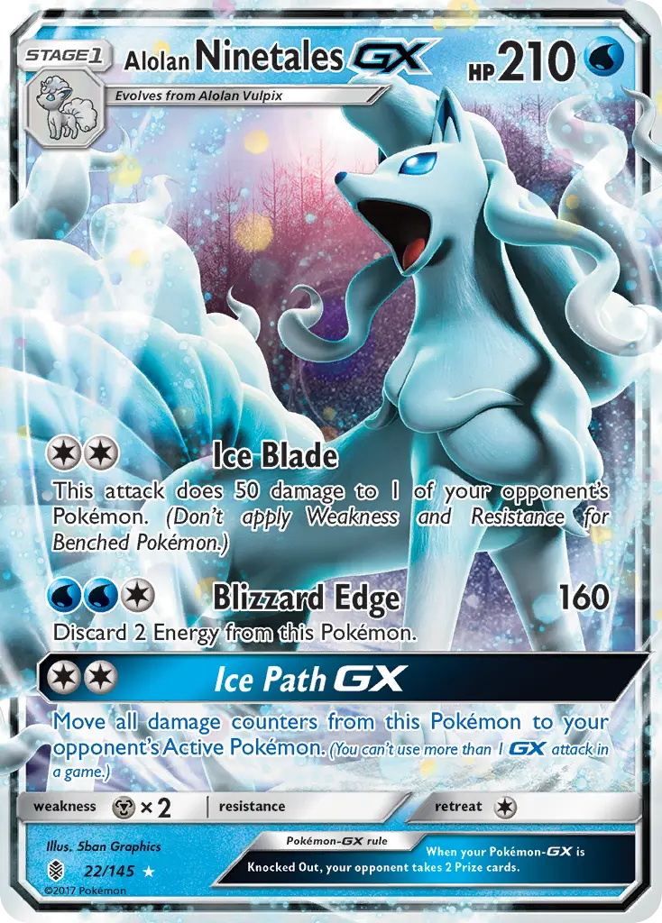 Alolan Ninetales-GX - Guardians Rising 022/145 (Rare Holo GX)