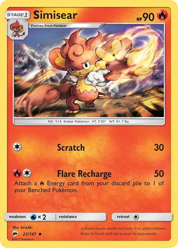 Simisear - Burning Shadows 023/147 (Reverse Holo)