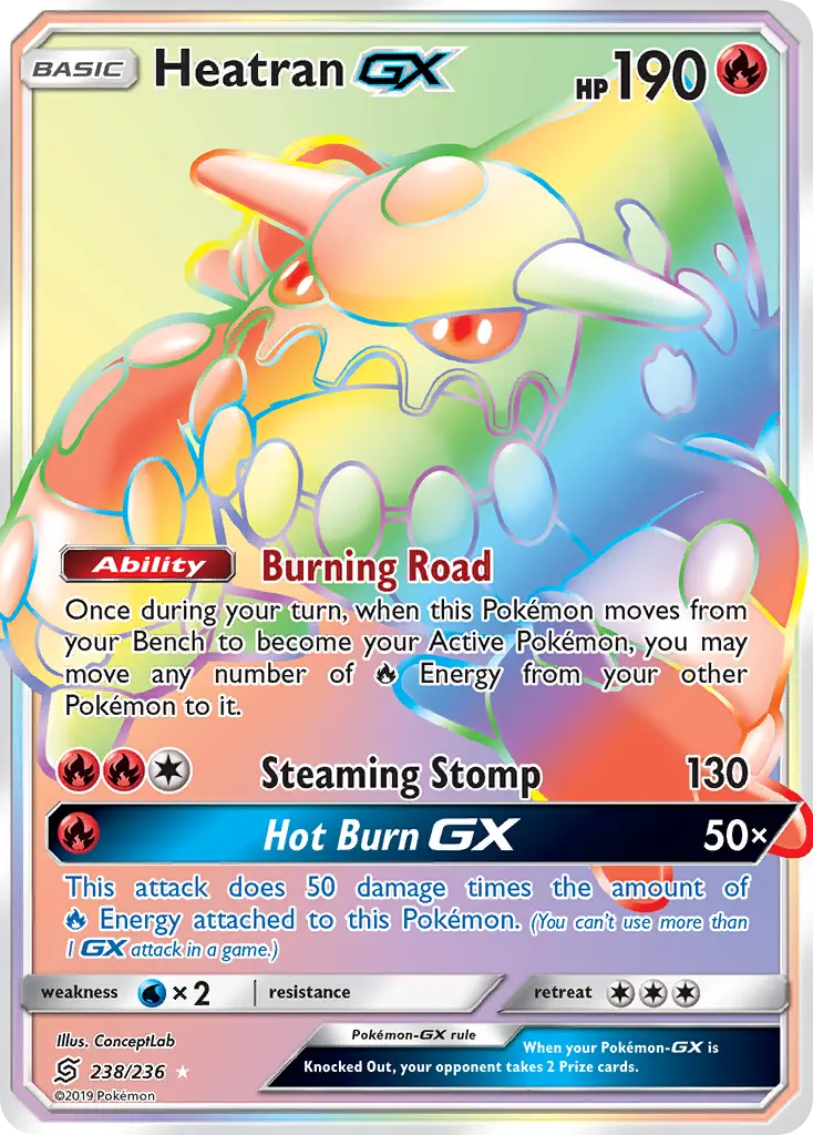 Heatran-GX - Unified Minds 238/236 (Rainbow Rare)