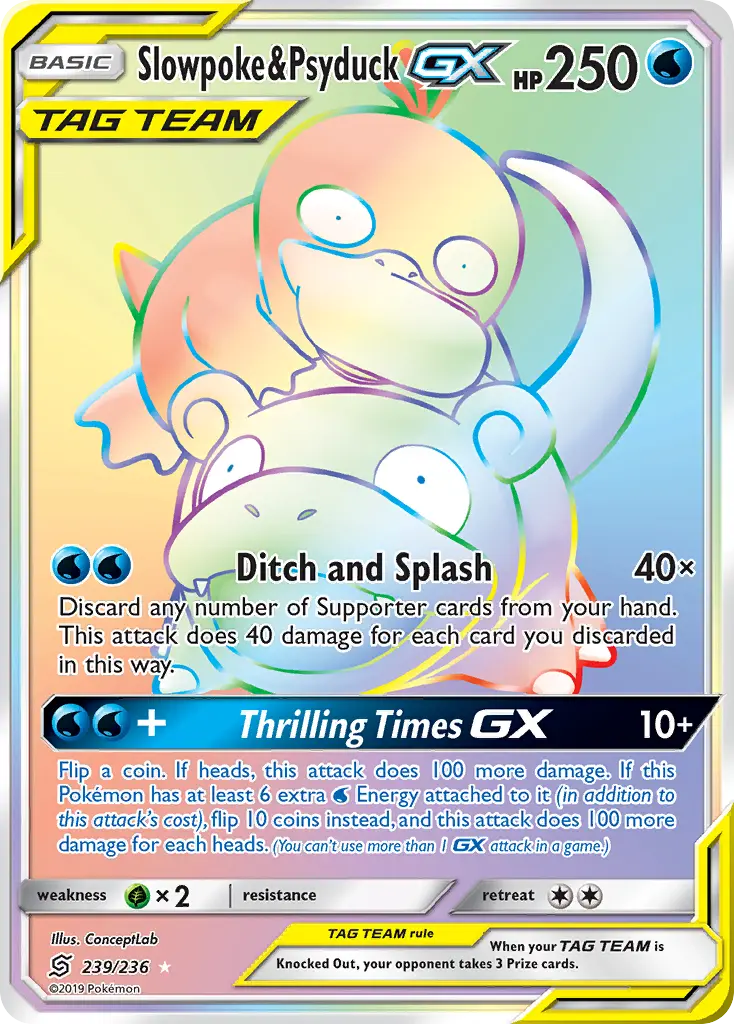 Slowpoke & Psyduck-GX - Unified Minds 239/236 (Rainbow Rare)