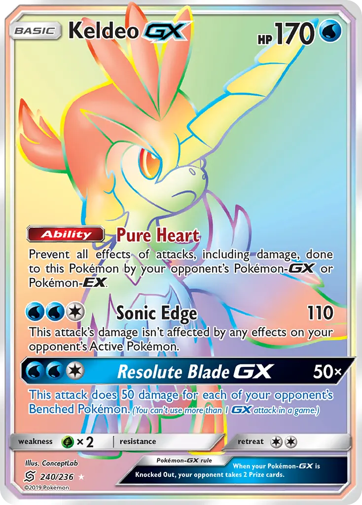 Keldeo-GX - Unified Minds 240/236 (Rainbow Rare)