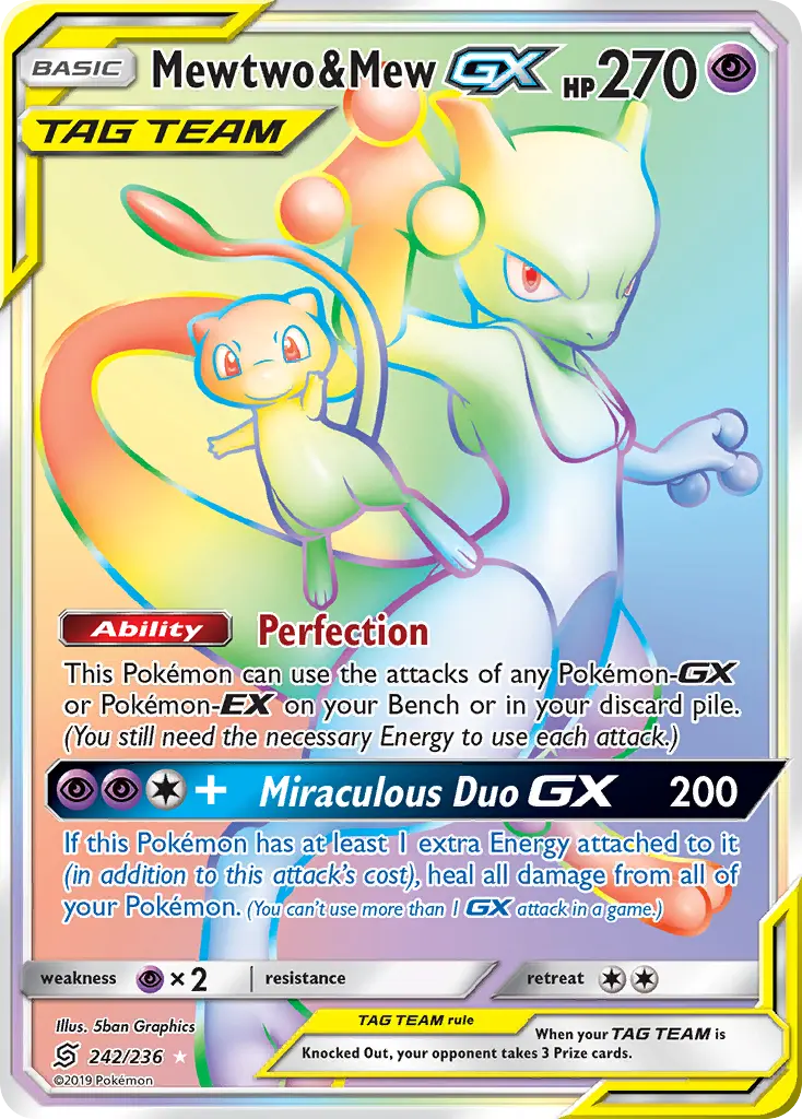 Mewtwo & Mew-GX - Unified Minds 242/236 (Rainbow Rare)