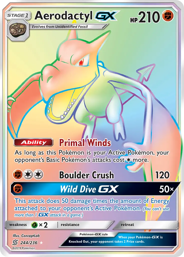 Aerodactyl-GX - Unified Minds 244/236 (Rainbow Rare)