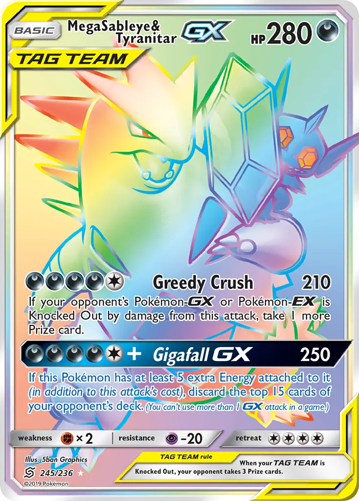 Mega Sableye & Tyranitar-GX - Unified Minds 245/236 (Rainbow Rare)