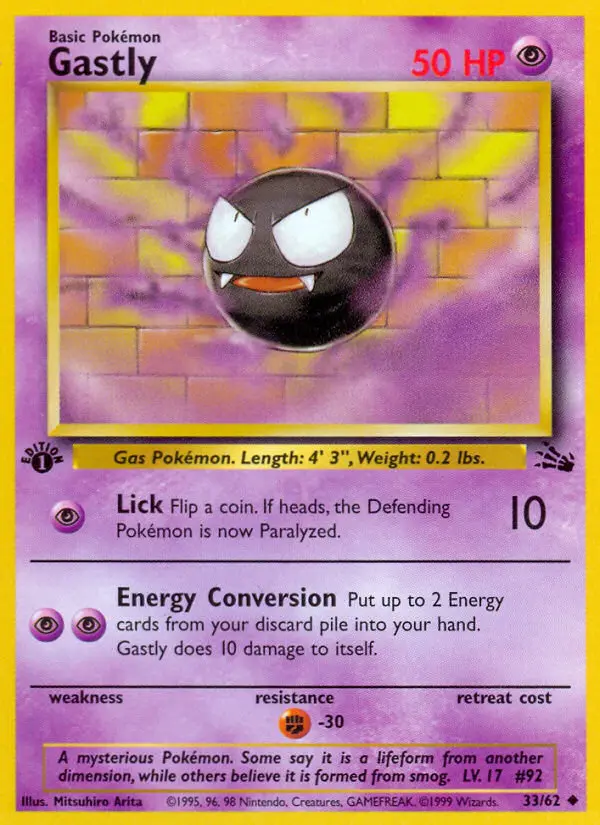 Gastly - Fossil 033/062 (1st Edition)