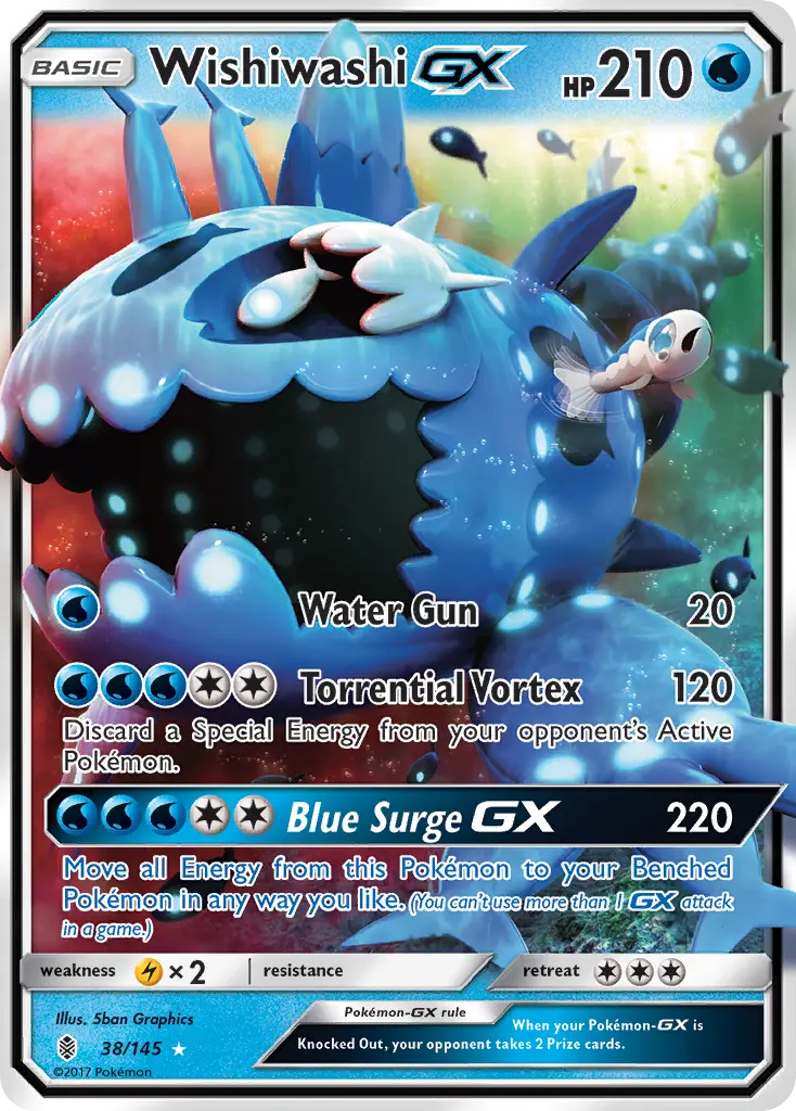 Wishiwashi-GX - Guardians Rising 038/145 (Rare Holo GX)