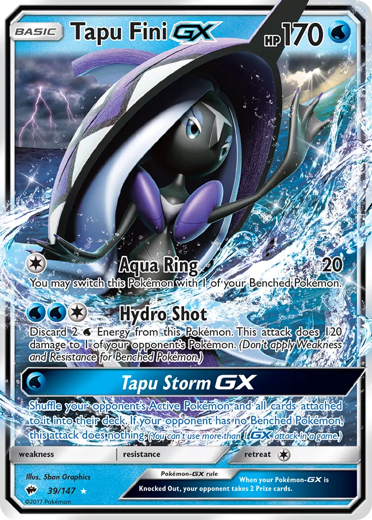 Tapu Fini-GX - Burning Shadows 039/147 (Rare Holo GX)