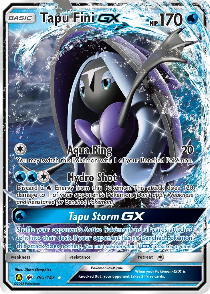 Tapu Fini-GX - Burning Shadows 39a (Yellow A)