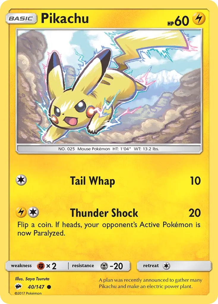 Pikachu - Burning Shadows 040/147 (Reverse Holo)
