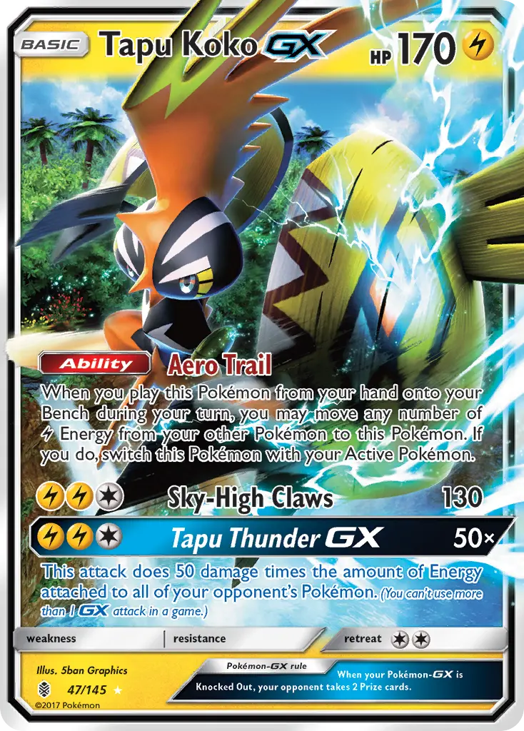 Tapu Koko-GX - Guardians Rising 047/145 (Rare Holo GX)