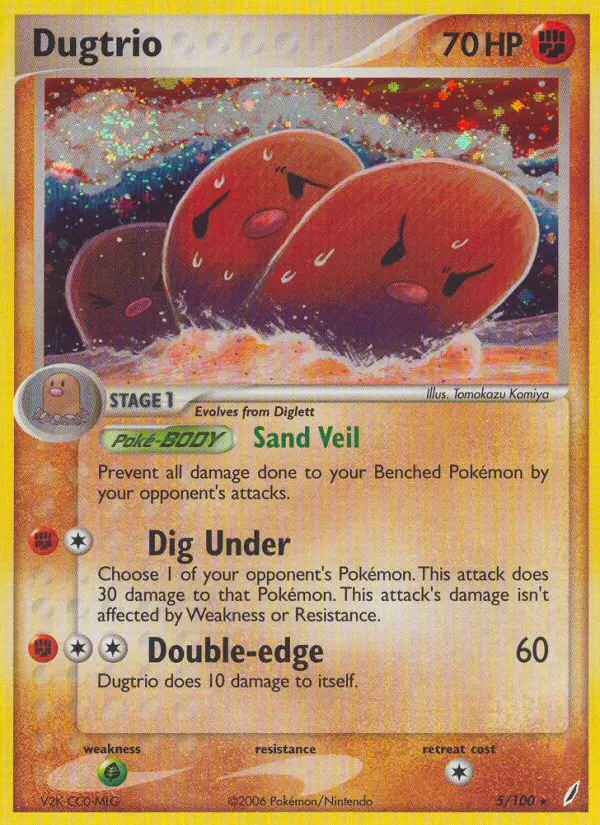 Dugtrio - Crystal Guardians 005/100 (Reverse Holo)