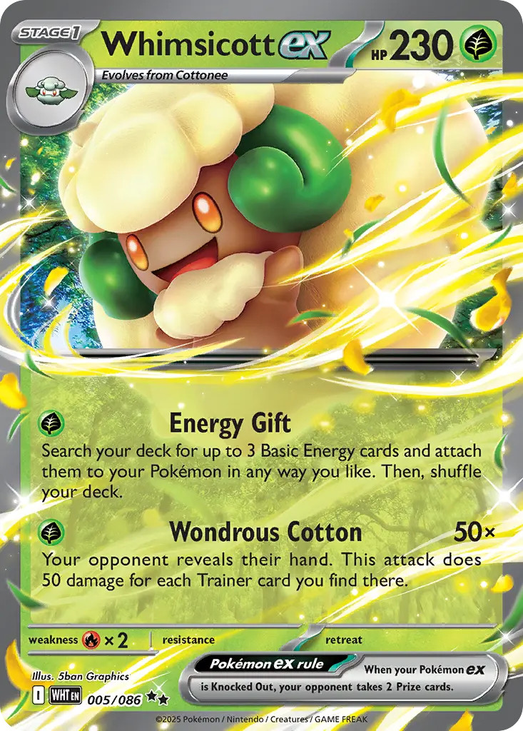 Whimsicott ex - White Flare 005/086 (Holo)