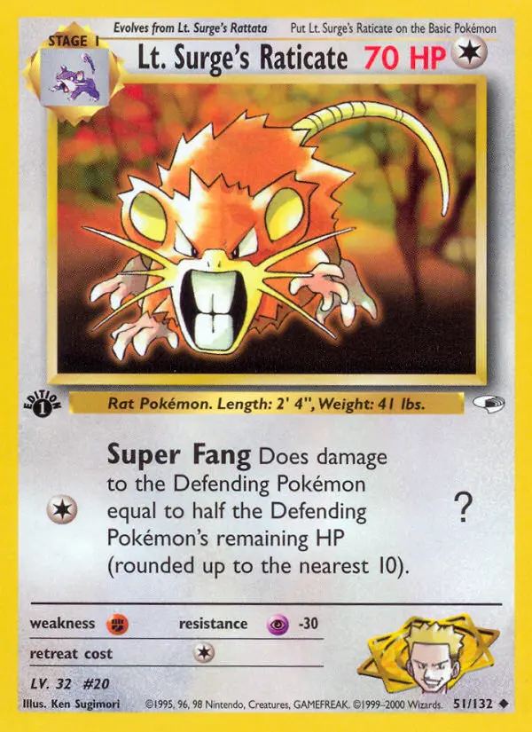 Lt. Surge's Raticate - Gym Heroes 051/132 (Regular)