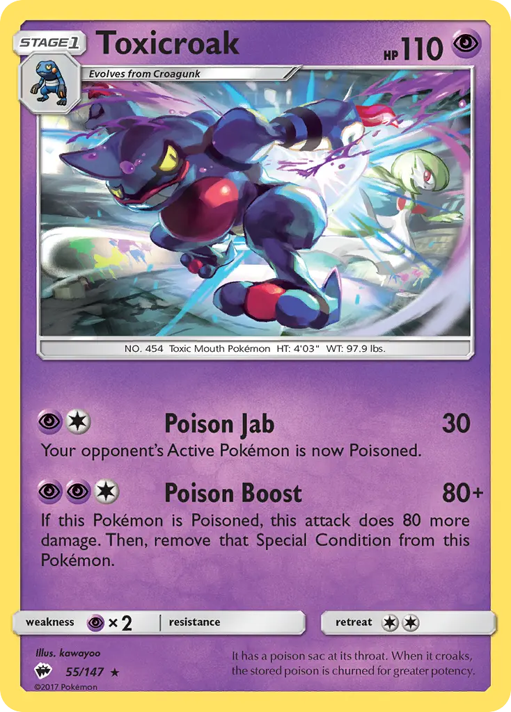 Toxicroak - Burning Shadows 055/147 (Reverse Holo)