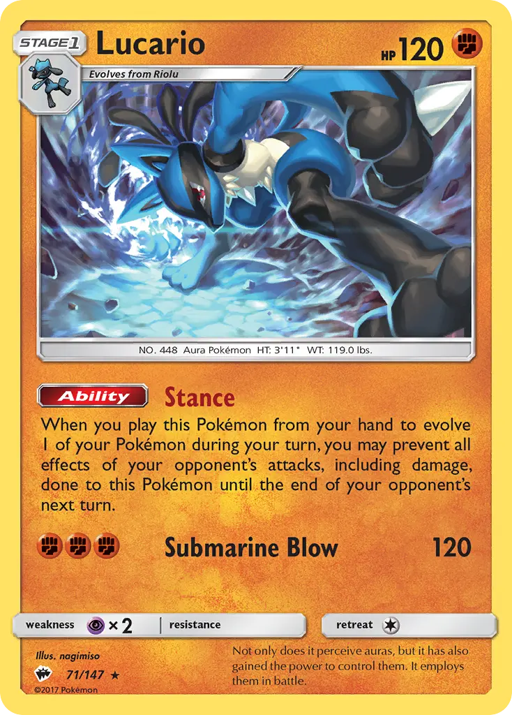 Lucario - Burning Shadows 071/147 (Reverse Holo)