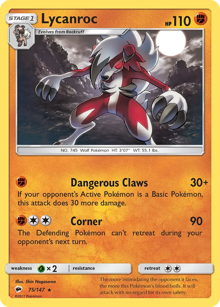 Lycanroc - Burning Shadows 075/147 (Reverse Holo)