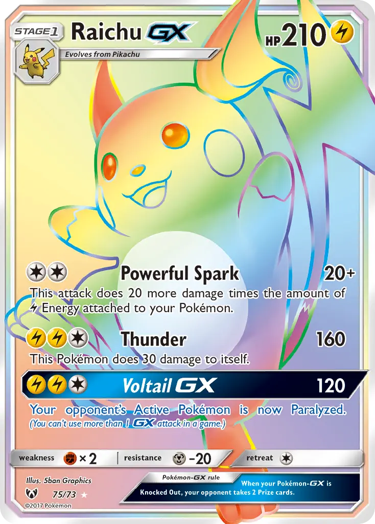 Raichu-GX - Shining Legends 075/073 (Rainbow Rare)