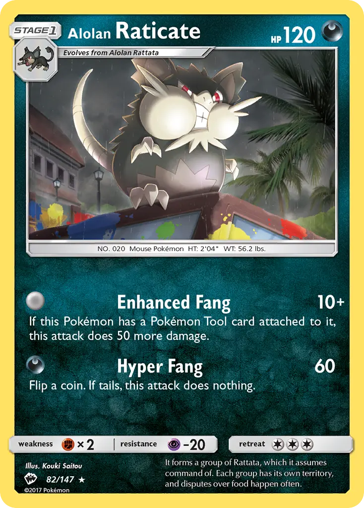 Alolan Raticate - Burning Shadows 082/147 (Reverse Holo)