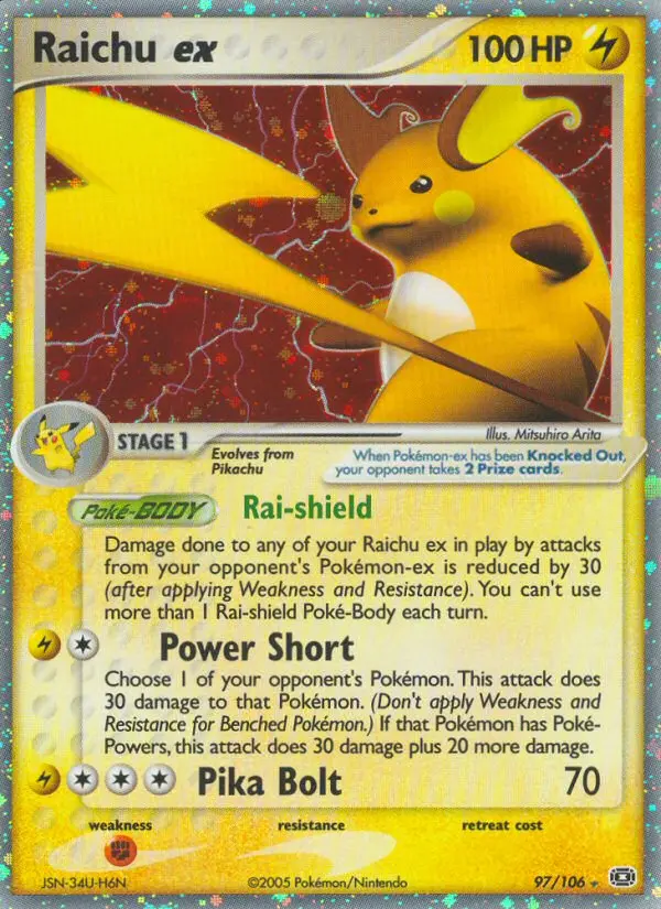 Raichu ex - Emerald 097/106 (Rare Holo EX)