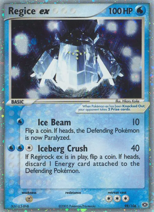 Regice ex - Emerald 098/106 (Rare Holo EX)